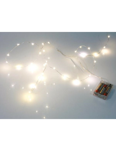 GUIRLANDE À LED - BLANC CHAUD - 20 LEDs - SUR PILES