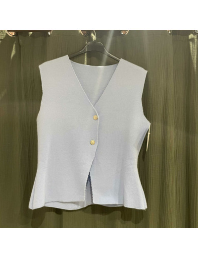 Gilet boutonné sans manches Bleu
