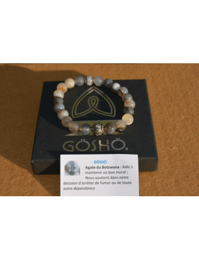 Bracelet GOSHO Agate du Botswana mate/brillant