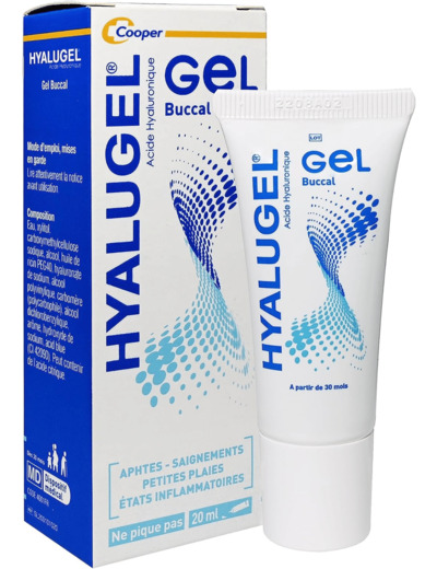 HYALUGEL - Gel buccal - Aphtes - Petites plaies - Etats inflammatoires (saignement)- Acide Hyaluronique - Goût menthe-citron - Tube - 20 mL