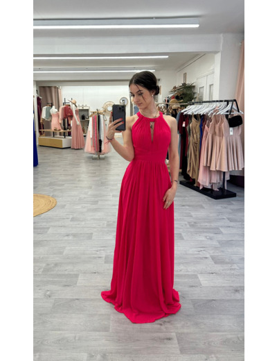 Robe longue  de cérémonie fuschia