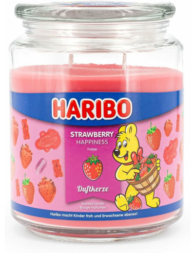 Haribo Bougie parfumée Fraise, coca-cherry, tropical et Fruits rouges