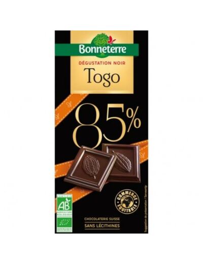 Chocolat Noir Origines Intenses Togo 85% - Bonneterre  80G Abc bio Marly