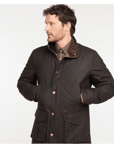 Parka imperméable Barbour marron en coton ciré