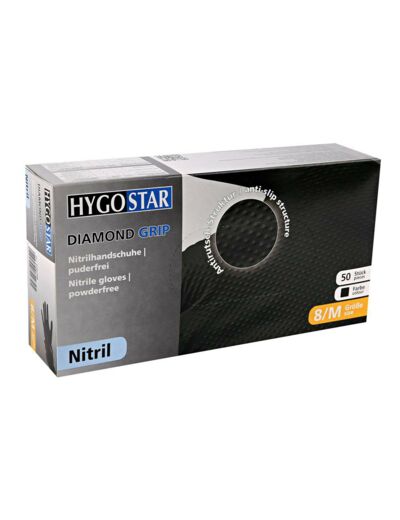 Gants Nitrile Noir Non Poudrés HYGOSTAR Diamond Grip
