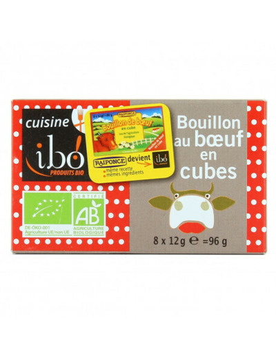 Bouillon bio  au boeuf en cubes  Ibo