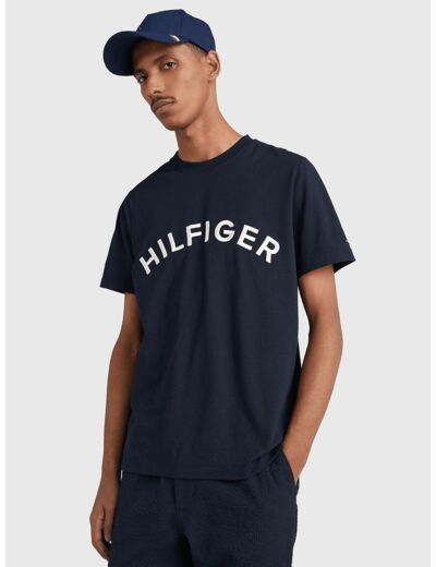 T-Shirt logo Tommy Hilfiger marine en coton bio