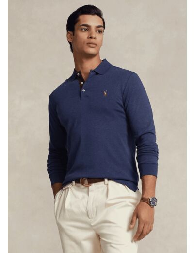 Polo manches longues Ralph Lauren ajusté marine