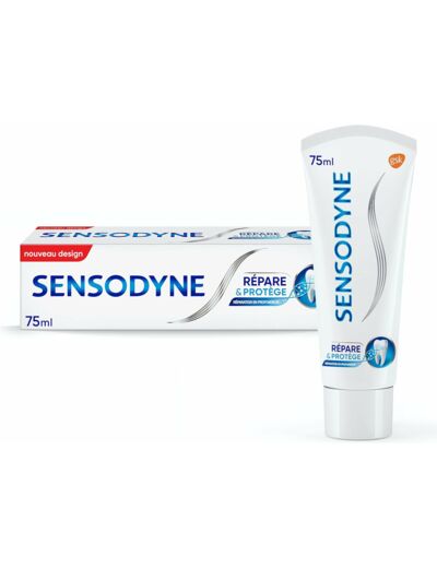 Sensodyne Dentifrice Répare & Protège, Pour Dents Sensibles, Protection Longue Durée Contre La Sensibilité Dentaire, 75ml, LOT DE 2