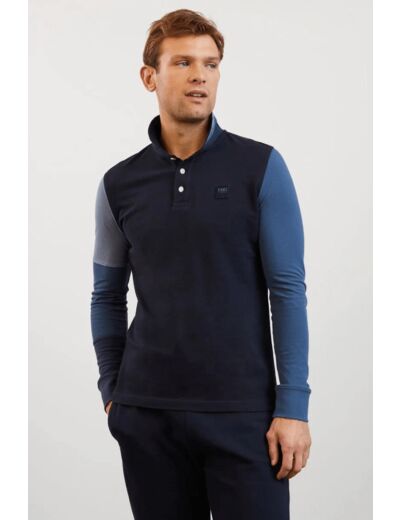 Polo manches longues colorblock Eden Park bleu foncé