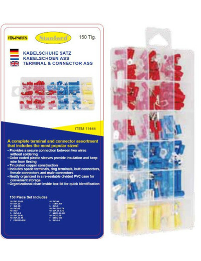 11444 - Assortiment de cosses de câble 150 pièces