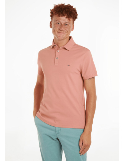 Polo Tommy Hilfiger ajusté rose en coton bio