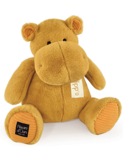 Histoire d'Ours - Peluche Hippopotame - HIPPO - Ocre - 40 Cm - Grande Peluche Douce et Mignonne pour les Calins - Idée Cadeau de Naissance et Anniversaire pour Enfants - L'HIPPO -