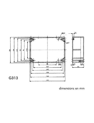 COFFRET ETANCHE EN ABS - GRIS FONCE 171 x 121 x 55mm