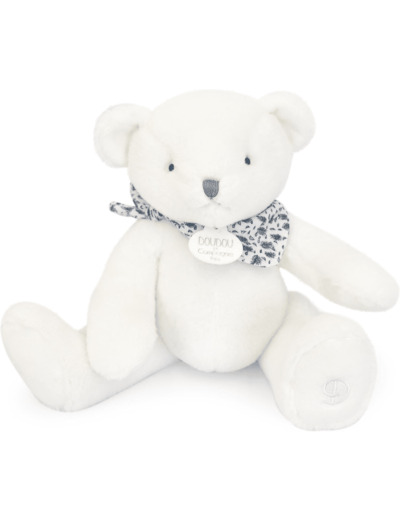 Doudou et Compagnie - L'OURS DOUDOU - Peluche Ours Blanc - Pour Enfants dès la Naissance - 25cm - Apaisant et Réconfortant - Garantie Doudou Perdu - Cadeau Naissance pour Filles et Garçons