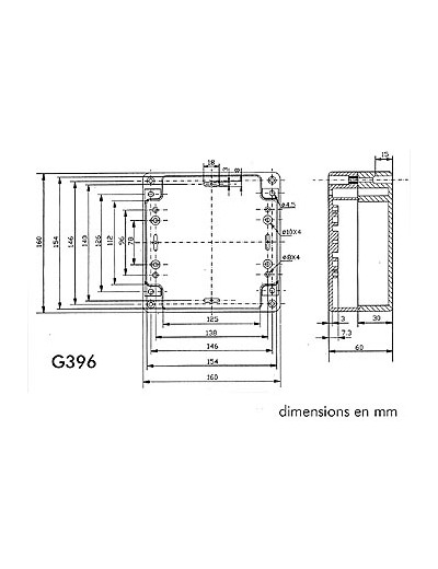 COFFRET ETANCHE EN ABS - GRIS FONCE 160 x 160 x 60mm